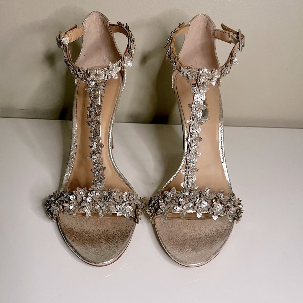 INC International Concepts Womens Rosiee T Strap Heels  Gold Size 8.5